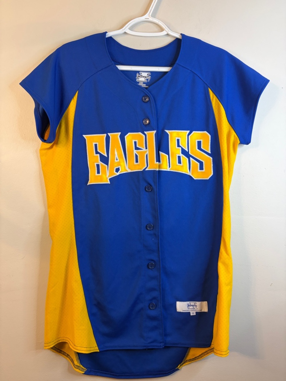 🏷️ Eagles Women’s Royal Blue and Yellow Baseball Jersey number 12 Size Med #13